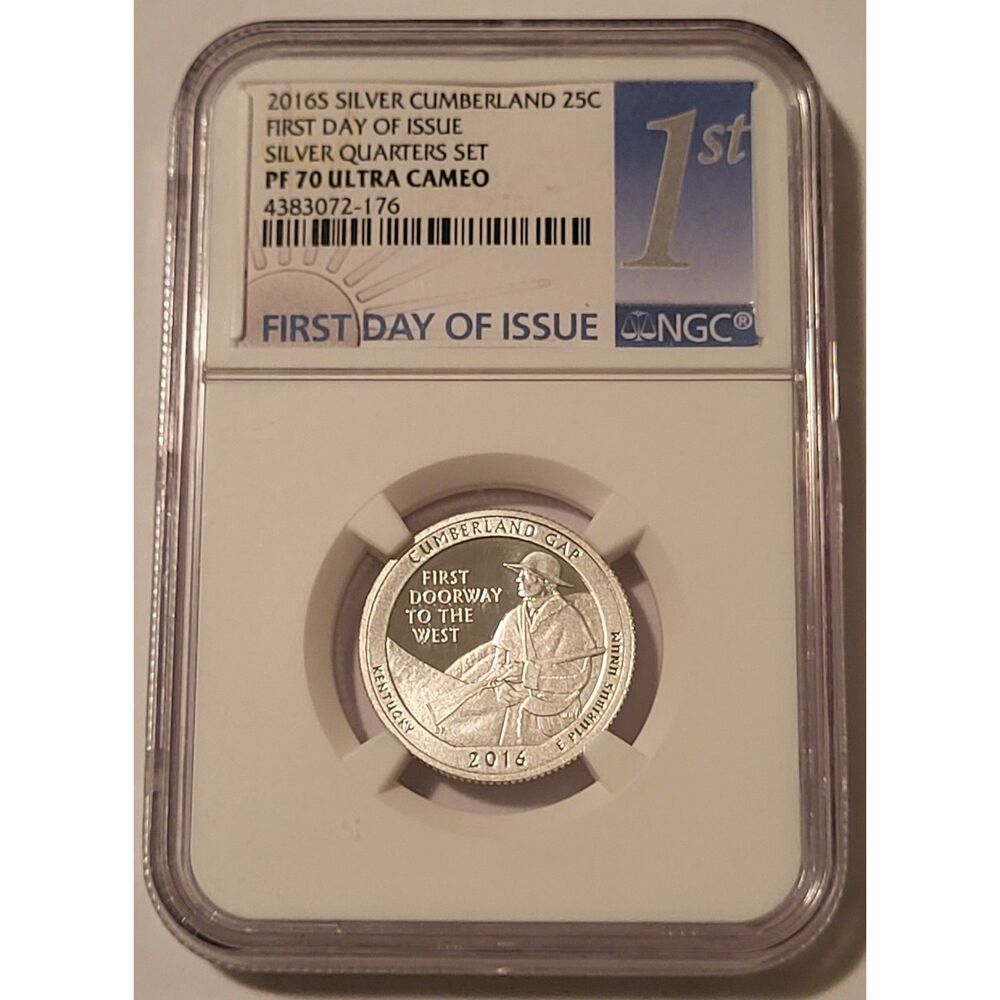 2016 S Silver Cumberland Gap NP Quarter Proof PF70 UC NGC First Day of Issue